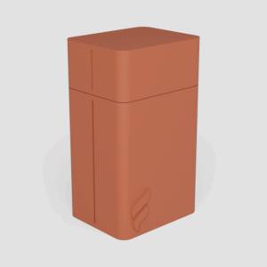 Forma Pack case for four pre-rolls and a lighter in Clay, angled shot with the cap off