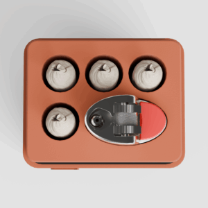 Forma Pack case for four pre-rolls and a lighter in Clay, seen from above