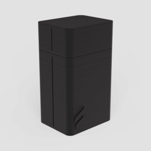 Forma Pack case for four pre-rolls and a lighter in Graphite, angled shot with the cap off