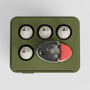 Forma Pack case for four pre-rolls and a lighter in Moss, seen from above
