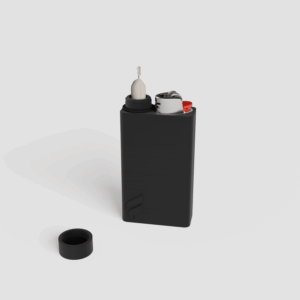 Forma Pocket pre-roll and lighter case in Graphite, shown open, with the interior visible