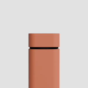 Forma Tube king-size pre-roll case in Clay, close-up of the cap and seal